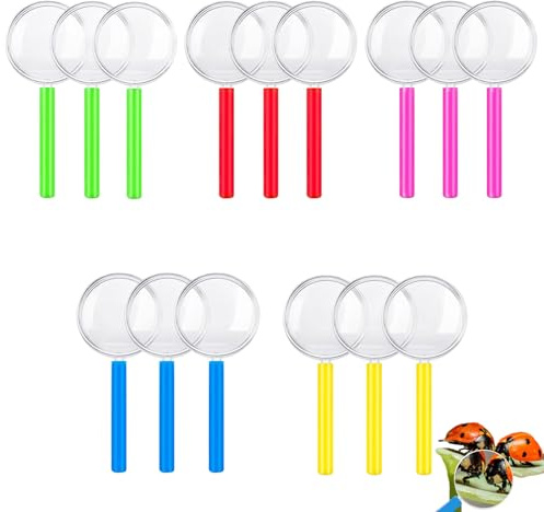 15 PCS Kids Magnifying Glasses, Magnifying GlassKids, Mini Magnifying Glass, Magnifying Glass for Kids, for Reading, Science, Insects, And Crafts
