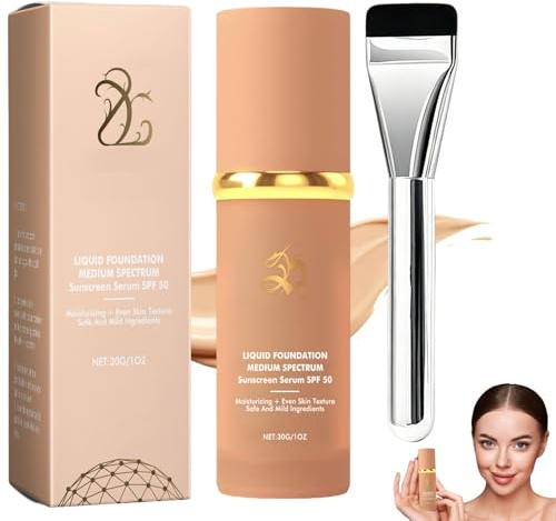 Base de maquillaje 4 en 1 con adaptación inteligente al tono de piel,Base De Maquillaje Antiedad Con SPF 50,Flawless Natural Coverage Acabado Impecable, HidratacióN Duradera