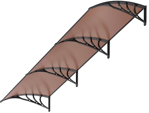 VIVOHOME Polycarbonate Window Door Awning Canopy Brown with Black Bracket 40 Inch x 120 Inch