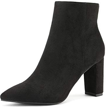 DREAM PAIRS Women's Chunky High Heels Ankle Boots Chelsea Boots Daily Dance Party Shoes,Size 5.5,Black,SIANNA-1
