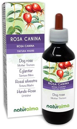 Hunds-Rose (Rosa canina) Früchte Alkoholfreier Urtinktur Naturalma - Reich an Vitamin C - Flüssig-Extrakt Tropfen 200 ml - Nahrungsergänzungsmittel - Veganer