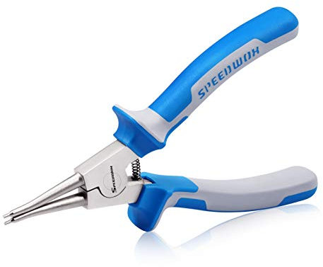 SPEEDWOX Alicates de anillo de cierre externo con mandíbula recta, 17,7 cm, anillo de retención, alicates de precisión C (diámetro de la pinza) de 0,2 cm, punta fija, asas de TPR