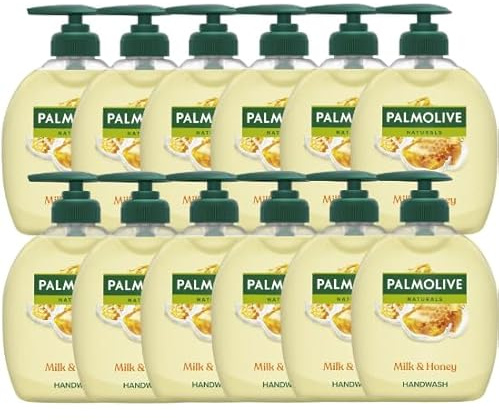 Palmolive Naturals Milk & Honey Handwash 300 ml Pack of 12, Soap Free Formula, Dermatologically Tested, Soft & Nourishing (12 x 300 ml)