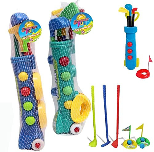 MantraRaj Kids Golf Club Set Garden Plastic Toy Cart Caddy Balls Bag Summer Beach Outdoor Golf Caddy Set BallsTrolley Garden Game Games Toys Gifts for Boys Girls