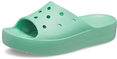 Crocs Classic Plateau-Slipper für Damen, Plateau-Sandalen, Grün (Jade Stone), 36–37