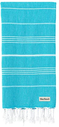 Blue Beach Turkisk handduk – 100 x 180 cm stor turkisk hamam peshtemal-handduk – superabsorberande, snabbtorkande, sandfri, lätt, kompakta handdukar för simning, bad, gym, bastu och resor (turkos, 1)