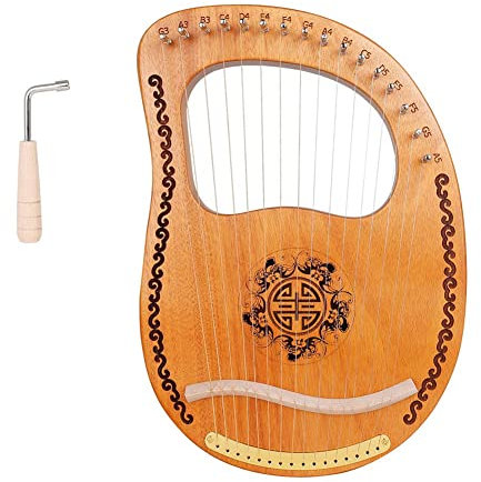 Daroplo AnfäNger 16-Saitige Leier Kleine Harfe Klein Tragbar Kleines und Leicht zu Erlernendes Massivholzharfen-Nischeninstrument