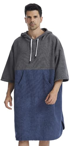 SOUUXIU Toallas de baño de Secado rápido Bata para cambiarse de Piscina Poncho de Secado rápido Surf Buceo Toalla con Capucha Capa de Playa A Prueba de Viento y cálido Adecuado para Hombres y Mujeres