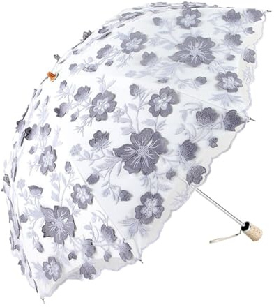BYNYXI Spetsparaply broderi, 50 cm blomma bröllopsparaply brudparaply dubbelskikt solskydd vikbart paraply spets parasoll för bröllop fest brud fotografering