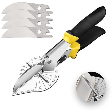 DiBaiHuiHomer Cizalla ingletadora Ajustable de 45 a 135 grados para ángulos perfectos Cizalla angular con 4 cuchillas de repuesto Cizalla angular profesional para cortes precisos en listones