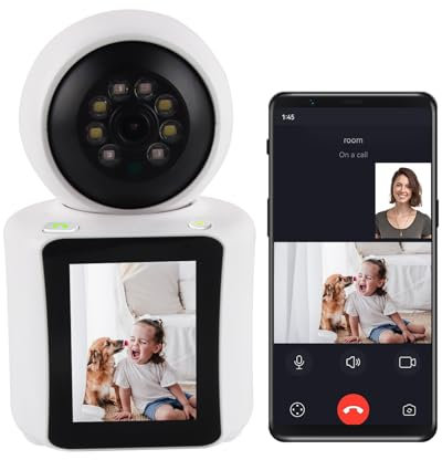 Hillylolly Caméra de Surveillance Intérieure, Caméra pour Chien Vidéo Bidirectionnelle, 1080P Caméra Indoor Suivi Automatique, Caméra D'intérieur Connectée avec écran de 2,4 Pouces (Positif)
