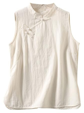 Camicetta Donna Cotone Lino Elegante Senza Maniche Blusa Causal Chic Camicia Maglietta Estiva Taglie Forti Tinta Unita Scollo a V Primavera Estate Leggera Comoda Traspirante Abbigliamento Donna Estivo