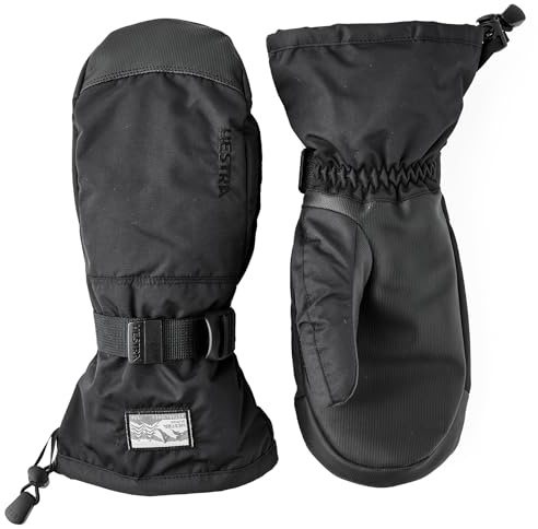 Hestra Unisex Gauntlet Sr Mitt, Waterproof, Windproof Insulated Mittens for Skiing & Snowboarding, Men & Women - Black/Black - 7
