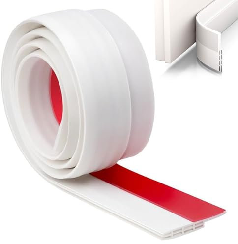 Joint de Porte en Caoutchouc,Bande d'étanchéité Anti Bruit,Bas de Porte Adhésif,Boudin de Porte Blanc,Joint de Porte Autocollant Ultra Résistant,Autocollant sous Porte Coupe-Bise Bise