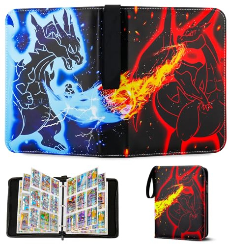 Classeur pour cartes pour enfants, 9 pochettes, 50 pages, capacité 900 cartes, classeur pour cartes à collectionner portable et imperméable en PU, album pour cartes à collectionner. Parfait pour les