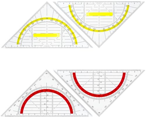 qingmeng Triangel med handtag, 4 st. geostränder liten flexibel uppsättning, 14 cm geo triangel skola transparent linjal med plasthandtag triangel för studenter teknisk ritning