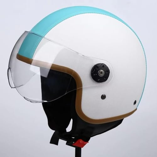 Casco Da Motociclista Vintage Retrò 3/4 Aperto In Pelle Per Uomo Donna Adulto ATV Ciclomotore Scooter Cruiser Moto Da Strada Fibbia Rapida Omologato ECE/DOT C,XL=60-61CM