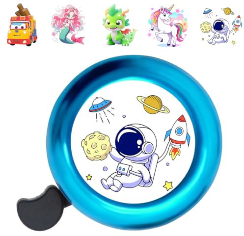 Timbre Bicicletas Infantil, Bocina de Bici con Sonido Fuerte y Clásico, Incluye 6 Pegatinas para Personalizar, Accesorio de Seguridad para Niños