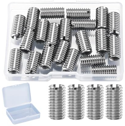 20Pcs Threaded Insert,Stainless Steel M6-1 Female to M8-1.25 Male Repair Nut 15mm Long Thread Adapters,Self Tapping Threaded Insert for Furniture Automobiles with Box