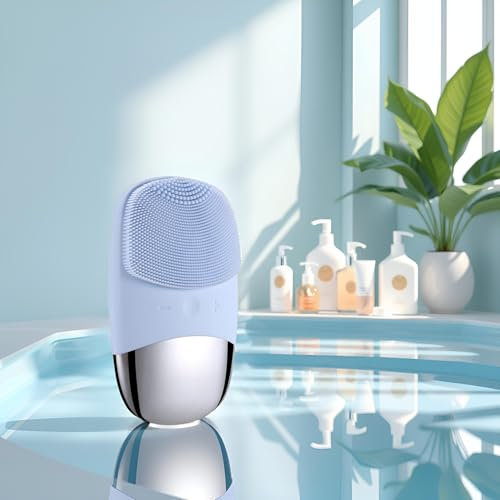 Élixir de Beauty Blue Sonic Facial Cleansing Brush – 4-Speed Silicone Face Brush, Waterproof & Rechargeable – Deep Pore Cleanser for All Skin Types, Exfoliating Face Tool for Radiant Skin