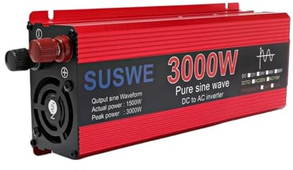 Inversor,Inversor Onda Pura Inversor de Onda sinusoidal Pura de 1000 W y 3000 W, Voltaje de 24 V CC a 220 V CA, 50/60 Hz, for Coche.(1000W)