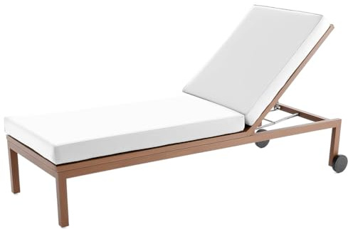 Aocase Coussin de Chaise Longue Extérieur Imperméable et Résistant aux UV - Pliable avec Bande Réglable pour Transat Bain de Soleil - Matelas de Jardin Confortable pour Extérieur,Blanc,183x53x5cm