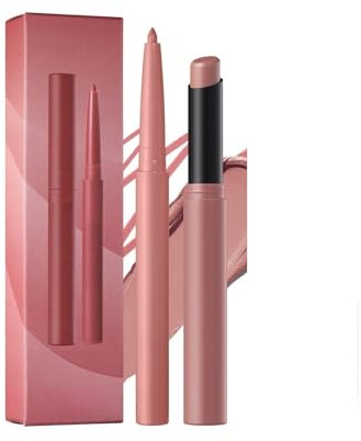 ZWWOGE Crayon à Lèvres Rose avec Rouge à Lèvres Imperméable, Crayon à Lèvres Tournant Longue Tenue, Rouge à Lèvres Liquide Mat, Résistant à l'Essuyage, Hautement Pigmenté Contournez Vos Lèvres