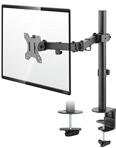 TTAP Monitor Mount for 13-32” Screens - Single Arm Desk Stand Bracket with Clamp - Ergonomic 90° Tilt, 360° Rotation & 180° Swivel Arm - VESA Dimensions: 75x75-100x100 (Single Arm)