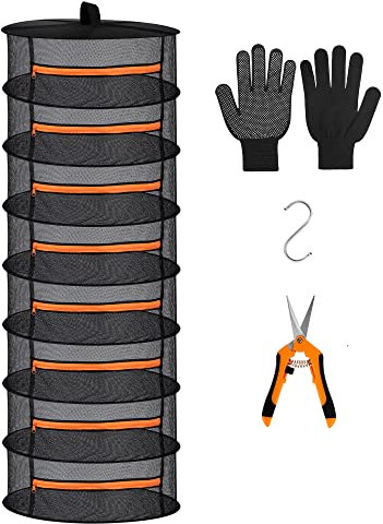 Desy & Feeci 8 Layer Mesh Hanging Herb Drying Rack Dry Net with Gardening Shears (D24xH63 inch)