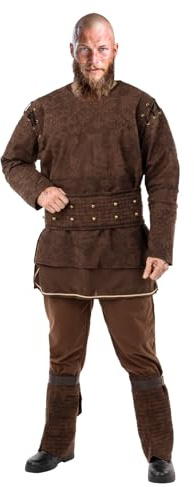 Funidelia Déguisement Officiel de Ragnar Vikings pour homme, Comprend veste, ceinture, pantalon et couvre-bottes, Taille L - Tenue pour adultes pour fêtes, Carnaval et Halloween