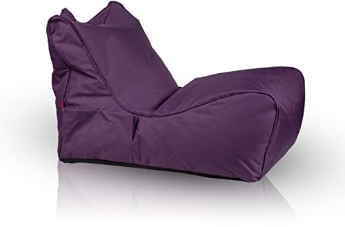 Ecopuf - Flavio Polyesterpuff - Sittpuff med förvaringsficka och handtag - Sittpuff fåtölj med handtag - polystyrenfyllning - 80x60x60cm - XL - Lila Nc5
