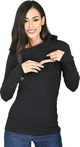 MijaCulture Neli M007 - Maglione 2 in 1 per allattamento, Nero , L