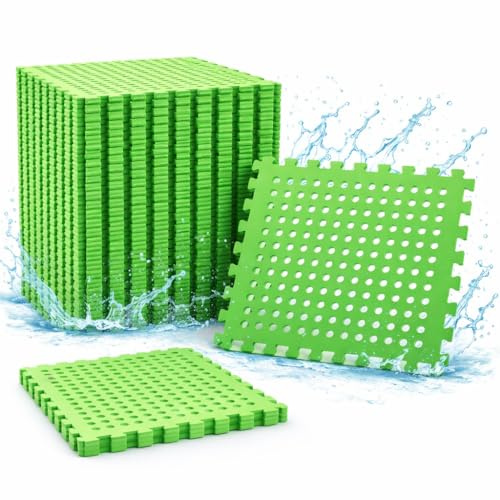 EYEPOWER Poolunterlage EVA 36er Set 62x62 cm - 12,5 m2 rutschfeste Outdoor Bodenmatten - 1 cm dick isolierend als Schutz für Pool Planschbecken oder Whirlpool auf Rasen Terrasse und Fliesen