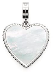 Leonardo Jewels Clip&Mix Caya Anhänger aus Edelstahl, silberfarbener Herz-Anhänger mit Perlmutt und Kordeldesign gravierbar, Damenschmuck, 022199