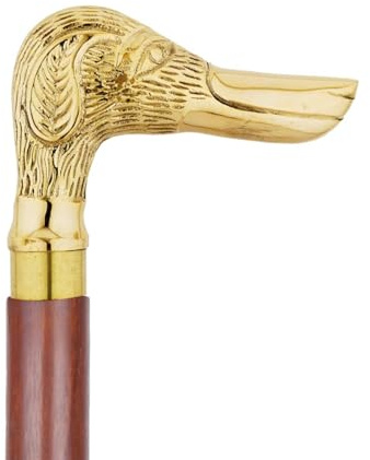 Ajuny Bastón De Madera Y Latón para Hombres Mujeres Y Personas Mayores Hecho A Mano Diseño De Mango De Perro Dorado Elegante Decorativo Ligero Duradero Antiguo Vintage Idea De Regalo 36 Pulgadas