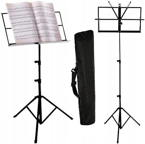 Atril para Partitura Plegable Portátil Música Soporte Metálico Ajustable en Altura 65-90-123cm con Bolsa de Transporte Trípode Libros Pupitre