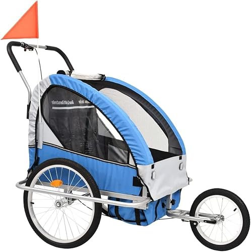 Remolques para bicicletas Remolque De Bicicleta Plegable Con Marco De Acero Resistente, Rueda De Liberación Rápida For Remolque De Bicicleta For Niños 2 En 1, Con Bolsillos De Almacenamiento, Correa D