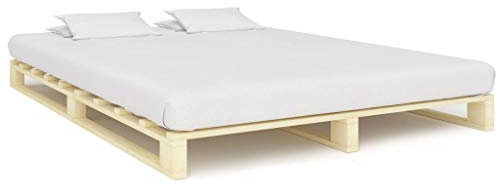 Homgoday Cadre de lit en palettes - Cadre de lit en bois massif - Lit double pour chambre à coucher - En pin massif - 180 x 200 cm