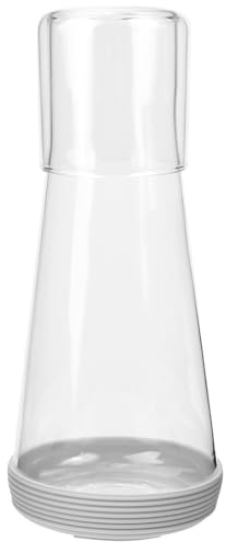 PRETYZOOM Crystal Bedside Carafe with Cup Clear Glass Water Pitcher Set for Bedroom Nightstand Cold Water Milk Iced Tea Beverage Serving Home Accessory 8.85 X 3.74 X 3.74 in
