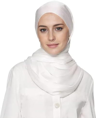 Lina & Lily Bufanda de satén arrugado de alta calidad para mujeres musulmanas, Blanco, Talla única