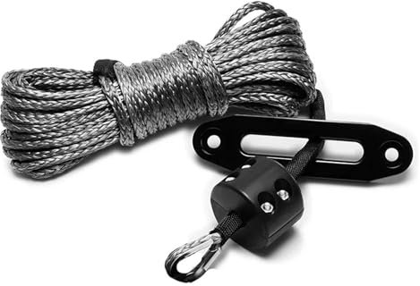 Kit fune for verricello, cavo for verricello da 1/4 X 50 piedi 10000 libbre con guaina protettiva + passacavo for verricello + fermo + gancio for ATV UTV SUV