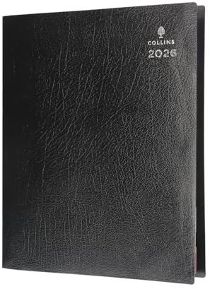 Collins - Leadership - 2026 12 Month Calendar Year Planner, Day-To-Page with Hourly Appointments Diary, A5 - Black (CP6744.99-26)