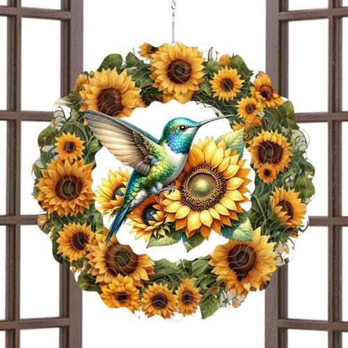 Éolienne à suspendre – Éolienne en métal, sculpture d'ornement de cour, décoration de maison, patio, décoration pour femme, maman, grand-mère, épouse, anniversaire, vacances