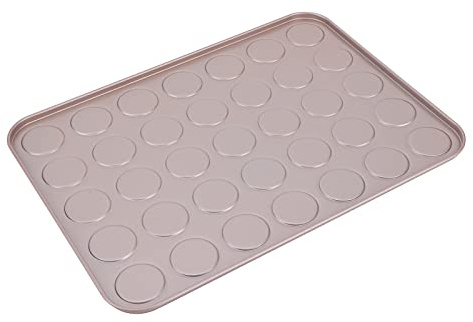 TYCIONG Bandeja para Hornear Antiadherente, Bandeja para Hornear de Aleación de Aluminio para Macarrones, Galletas, Hojaldre, Panqueques, Pasteles con Bordes (Molde para macarrones de 35
