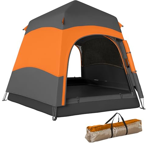 Outsunny Double Layer Instant Pop Up Tent with Rainfly 4 Person Orange