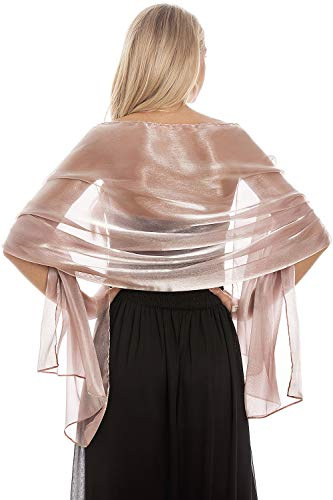 Central Chic Silky Iridescent Dusky Pink Pashmina Wrap Stole Shawl for Weddings Bridal Bridesmaids Evening Wear Prom & Parties 24 Colours (Dusty Pink)