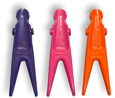 E-Z Floss Porte-fil dentaire Violet, orange, rose.