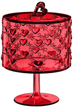 Guzzini Alzata Grande con Coperchio Love, Rosso Chiaro, Ø15.7 x h22 cm