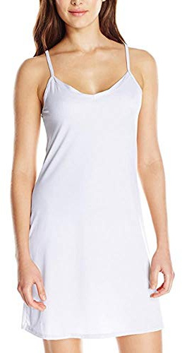 LLZ.COQUE Fond de Robe Femme Longue Jupon sous Robe Bretelles Chemise de Nuit Slip Elégant Mini Droite Robe Blanc S