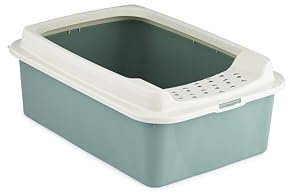 Rotho MyPet Eco Bonnie Katzenklo mit Top-Eingang, Kunststoff (PP recycelt), grün/weiss, M (57.2 x 39.3 x 20.9 cm)